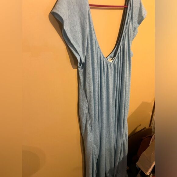 Free people beach blue linen blend oversized jumpsuit xs - Picture 9 of 11